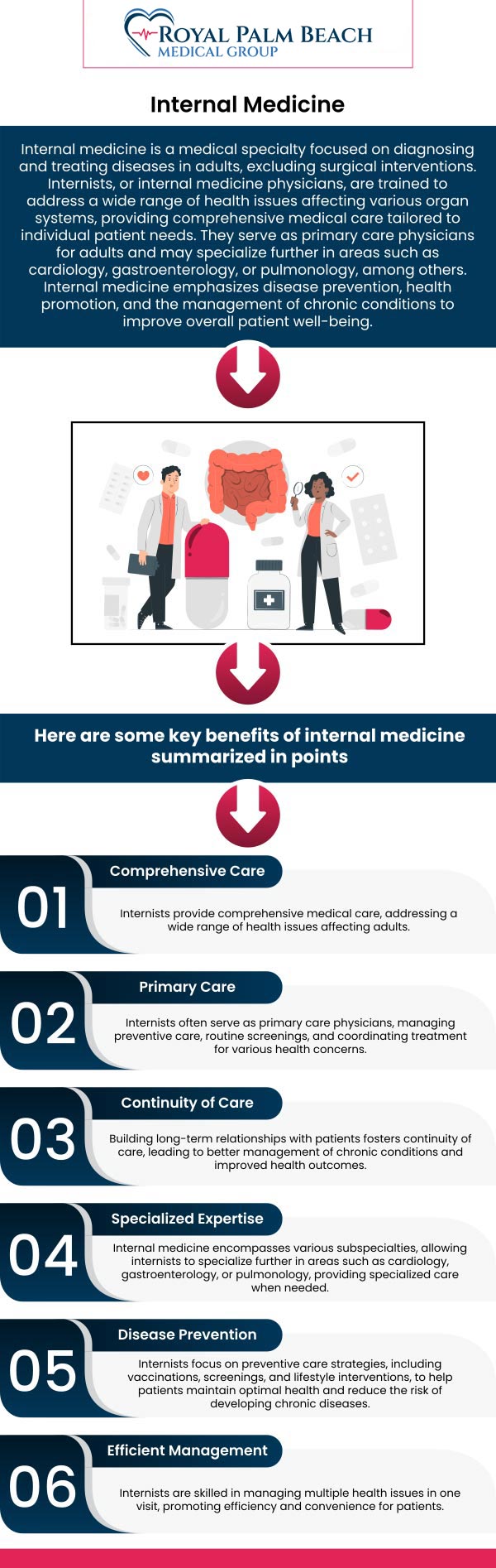 Explore committed internal medicine physicians who specialize in the holistic care of adults. Our professionals emphasize disease prevention, accurate diagnosis, and treatment of diverse health concerns, providing personalized attention and continuity throughout your healthcare experience. Whether it's routine check-ups or complex conditions, our internists are dedicated to supporting your wellness at every stage. For more information, contact us or request an appointment online. We have convenient locations in Fort Lauderdale, FL, and Royal Palm Beach FL. Explore committed internal medicine physicians who specialize in the holistic care of adults. Our professionals emphasize disease prevention, accurate diagnosis, and treatment of diverse health concerns, providing personalized attention and continuity throughout your healthcare experience. Whether it's routine check-ups or complex conditions, our internists are dedicated to supporting your wellness at every stage. For more information, contact us or request an appointment online. We have convenient locations in Fort Lauderdale, FL, and Royal Palm Beach FL.